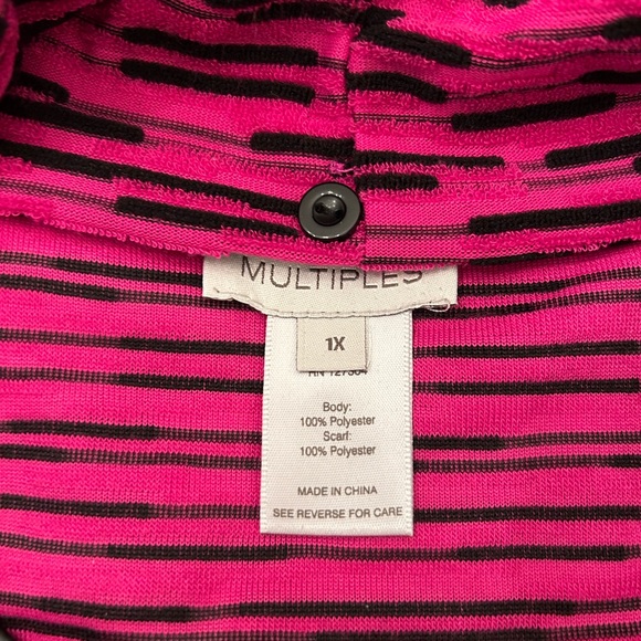 Multiples Textured Fuchsia Tunic with removeable infinity scarf, Size 1X    NWOT - Picture 8 of 13